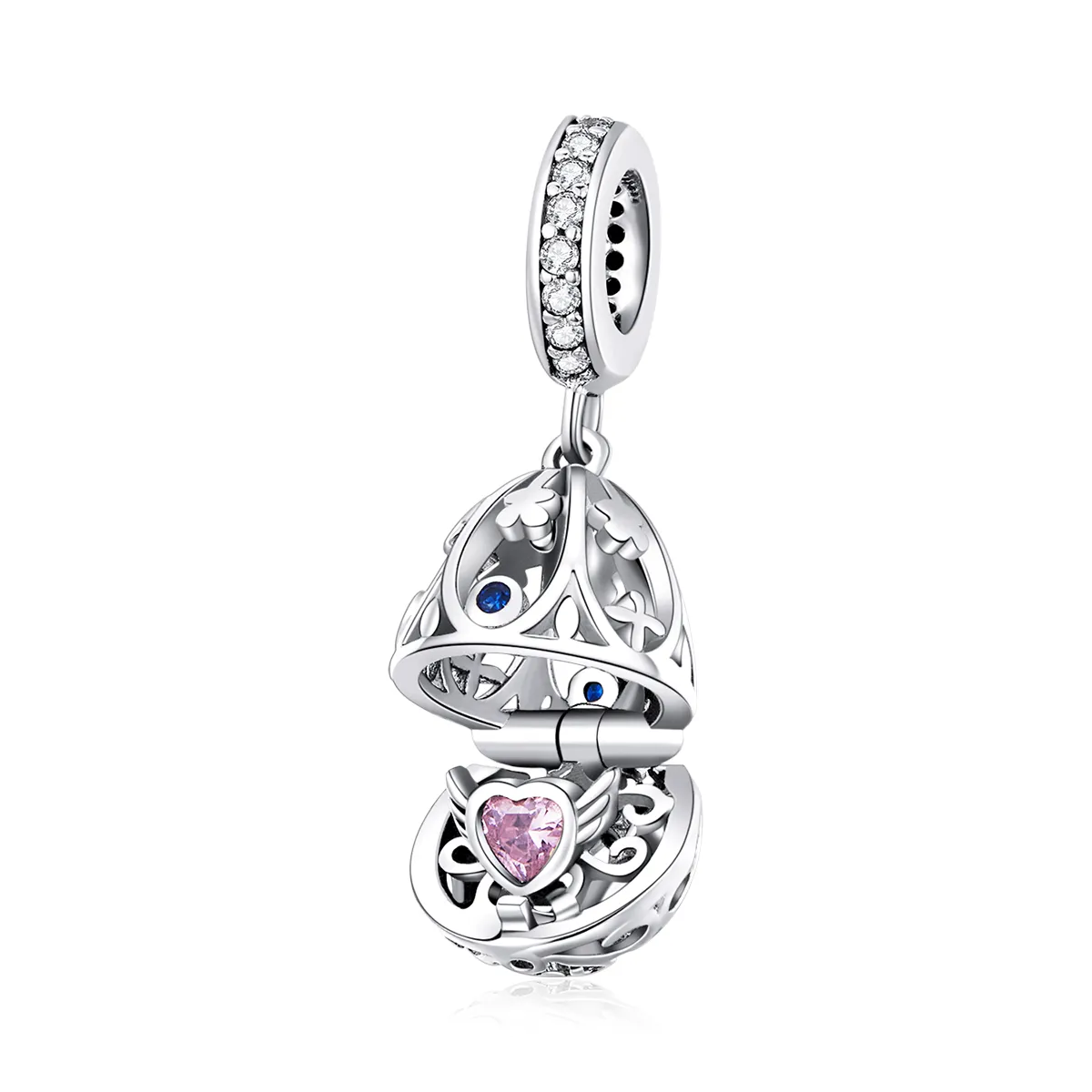 pandora style silver easter egg with treasure dangle scc1465