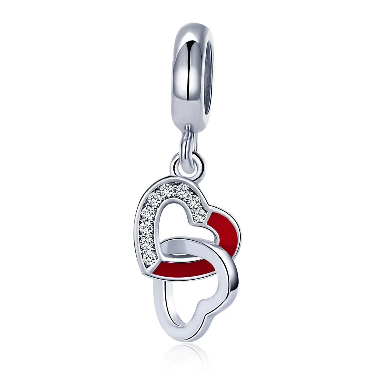 Pandora Style Silver Heart to Heart Dangle - SCC735