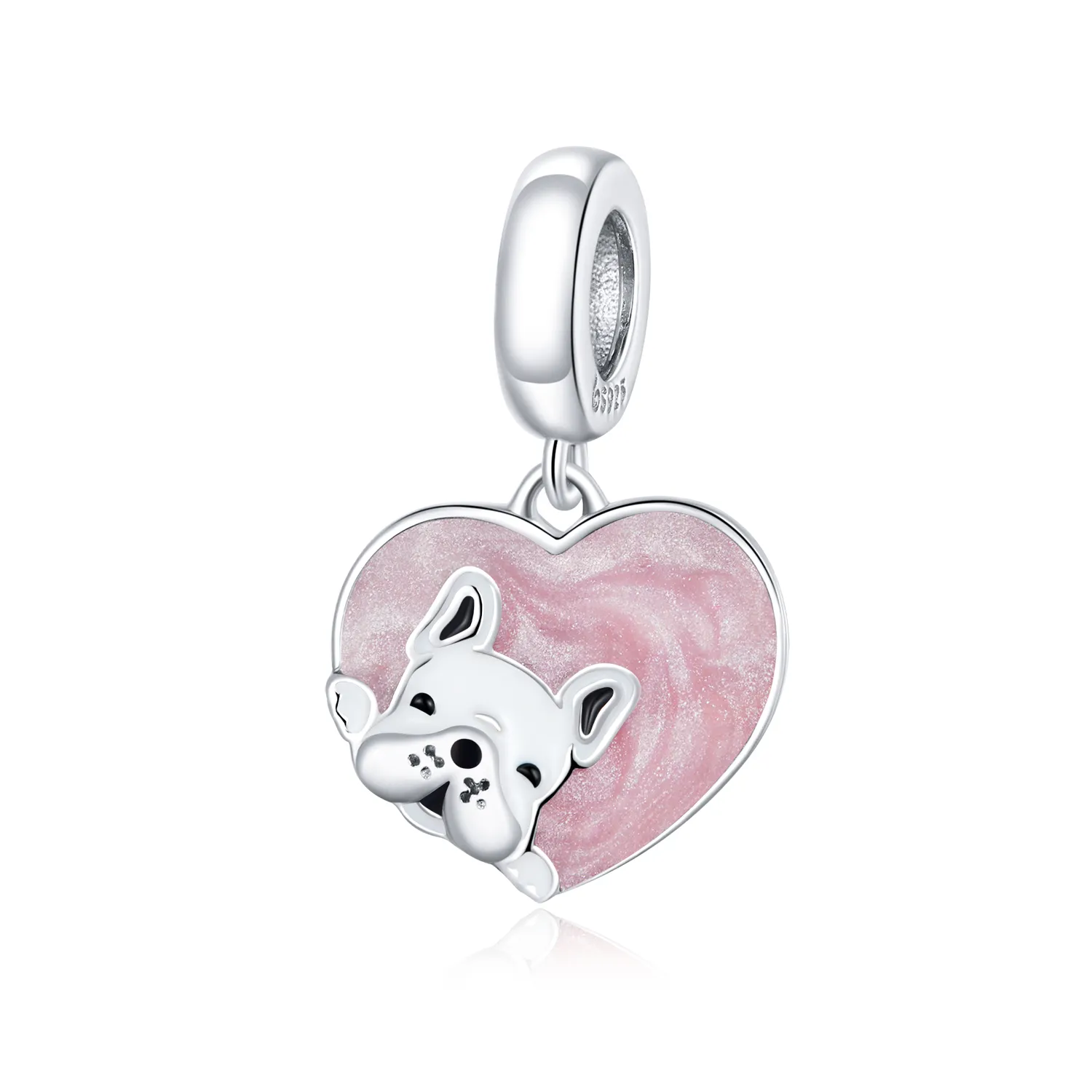 pandora style silver puppy with love dangle bsc360