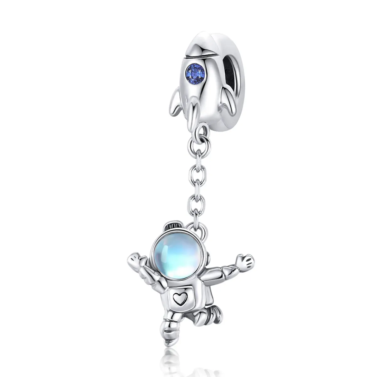 pandora style silver spaceship astronaut dangle scc1695