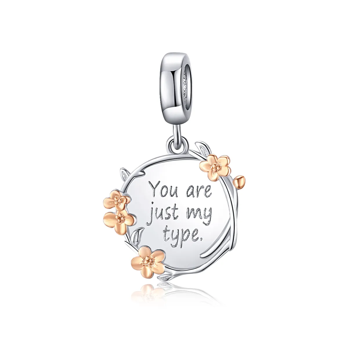 pandora style two tone bicolor you are just my type dangle bsc147