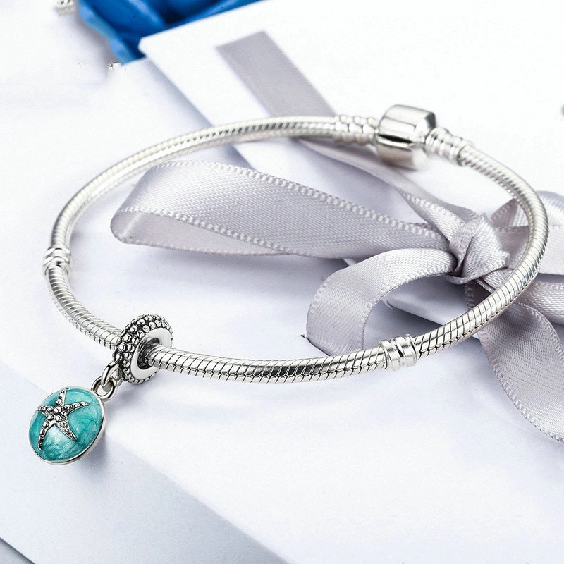 (image for) Pandora Style Silver Summer Style Blue Sea Dangle - SCC136 - View 6