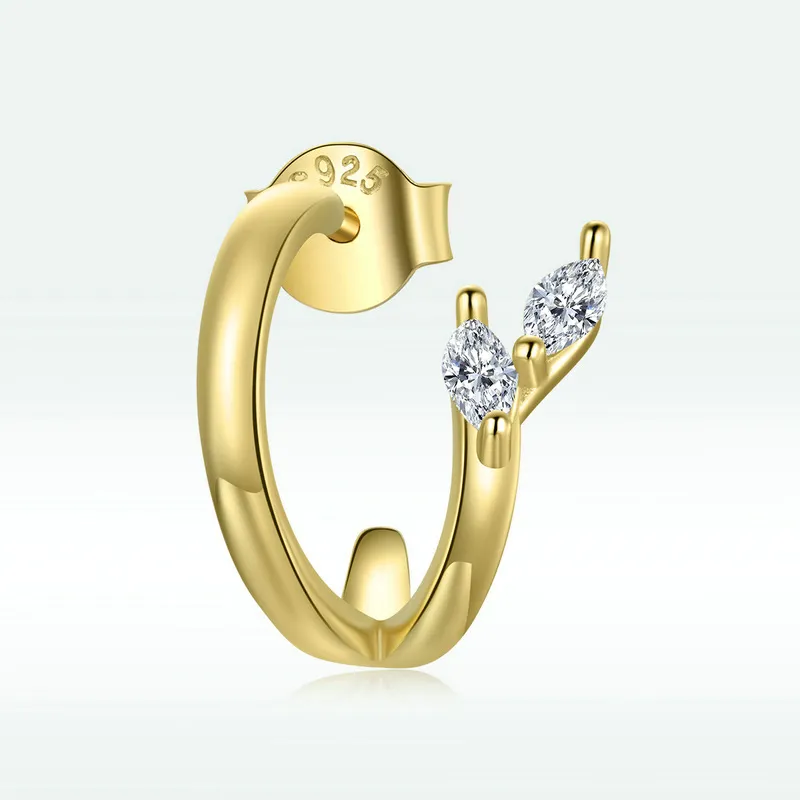 Pandora Style 18ct Gold Plated Diamond Hoop Earrings - SCE1080