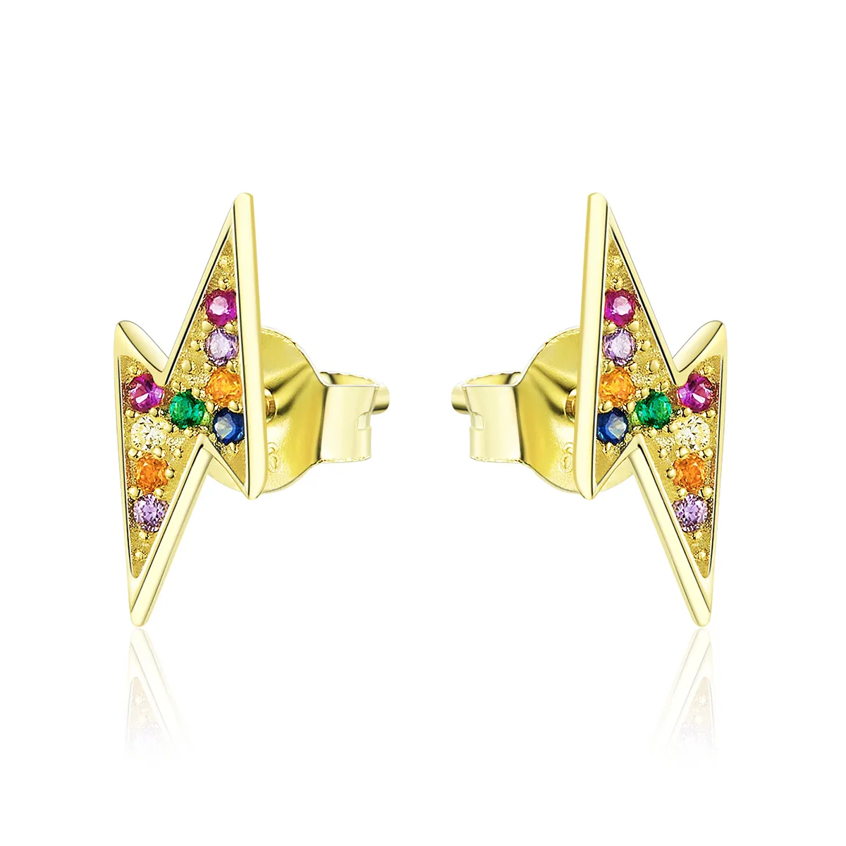 Pandora Style 18ct Gold Plated Lightning Stud Earrings - SCE806