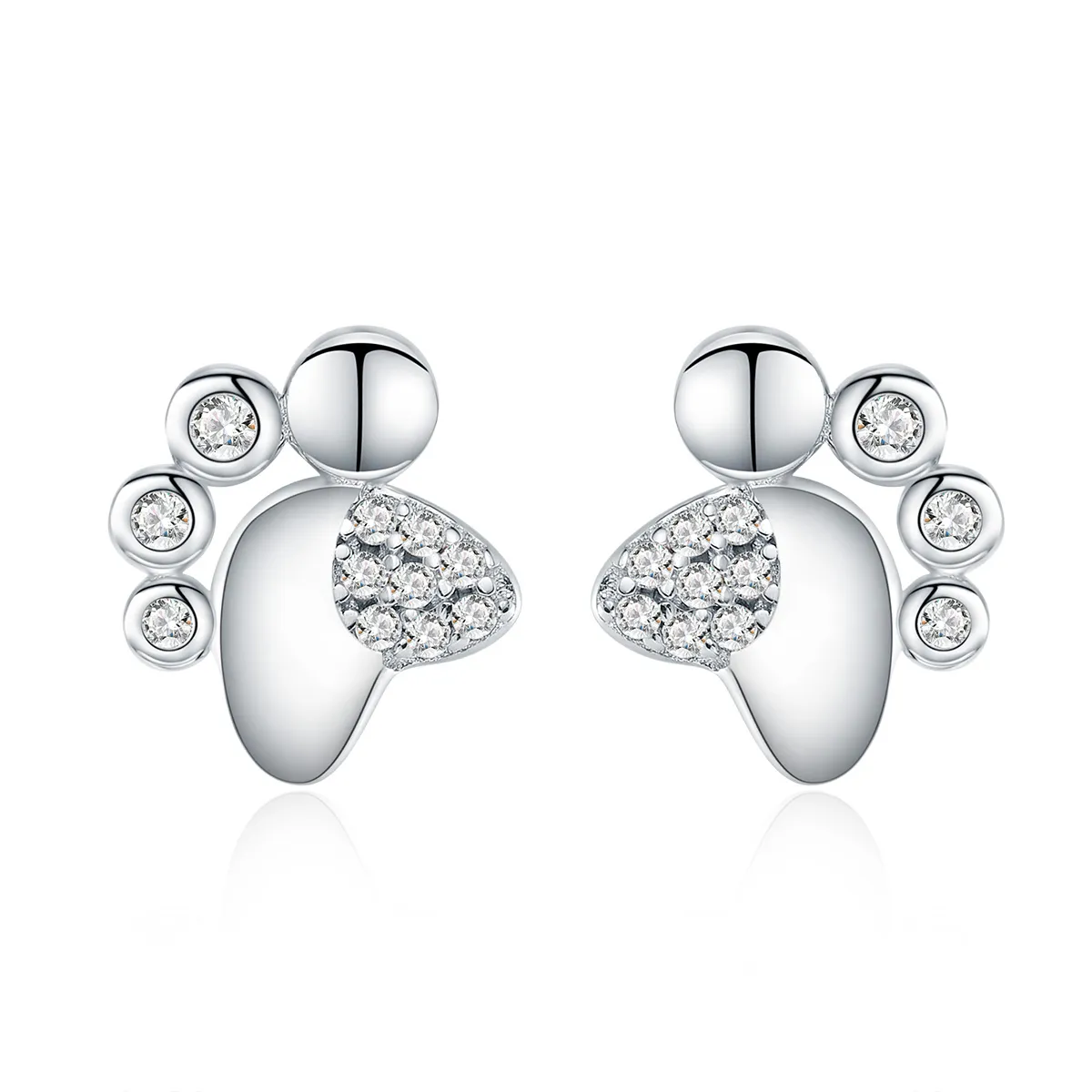 pandora style silver antiallergy cute kitten footprints stud earrings bse033