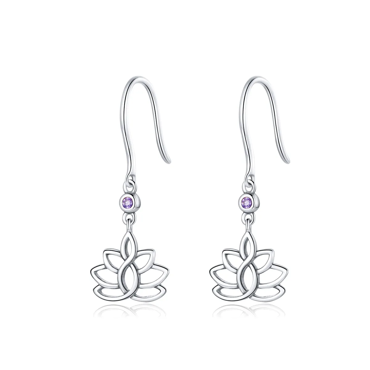 pandora style silver elegant lotus flowers dangle earrings bse451