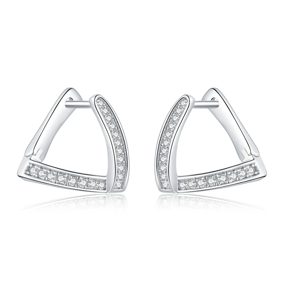 Pandora Style Silver Geometric Hoop Earrings - SCE975