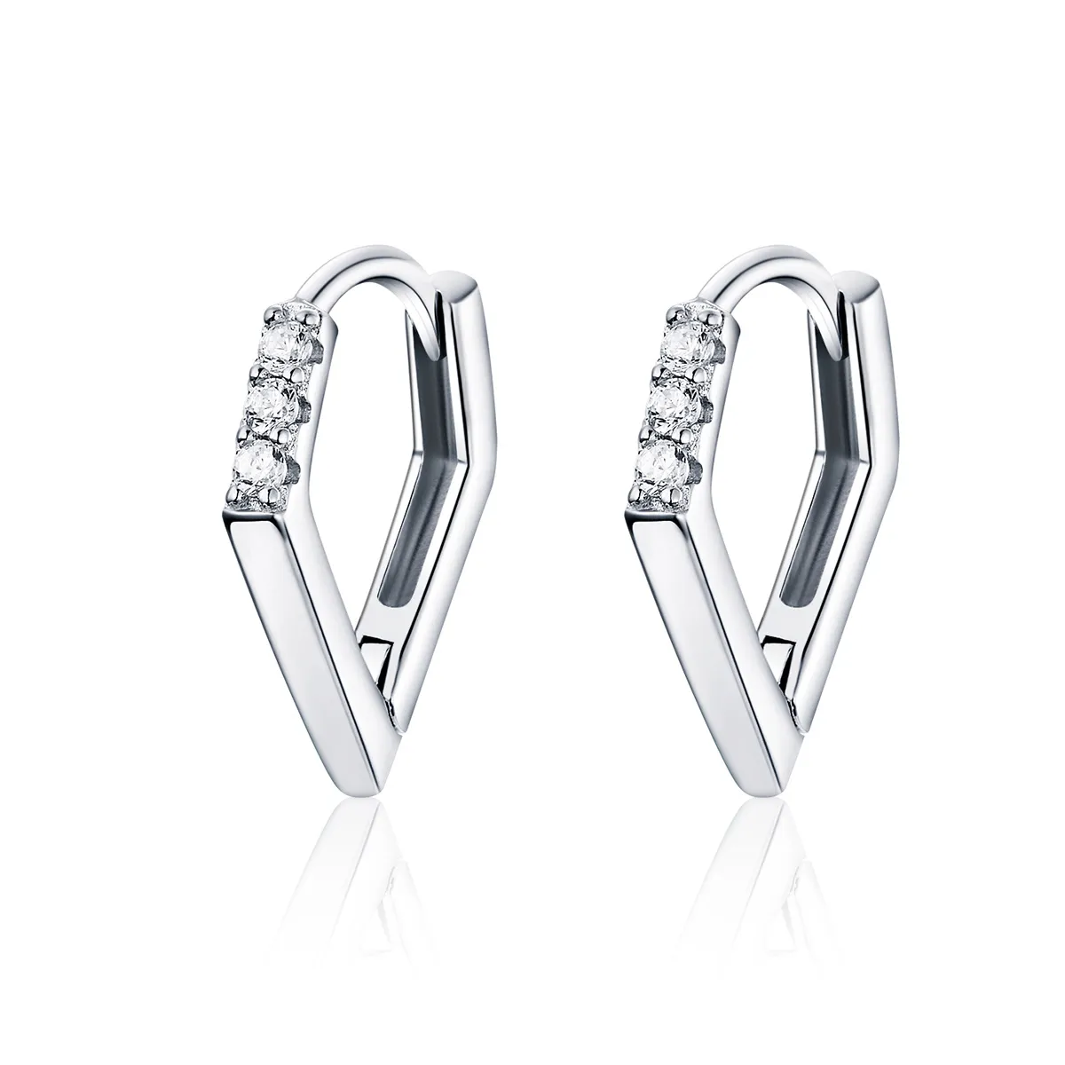 pandora style silver geometry hoop earrings bse162