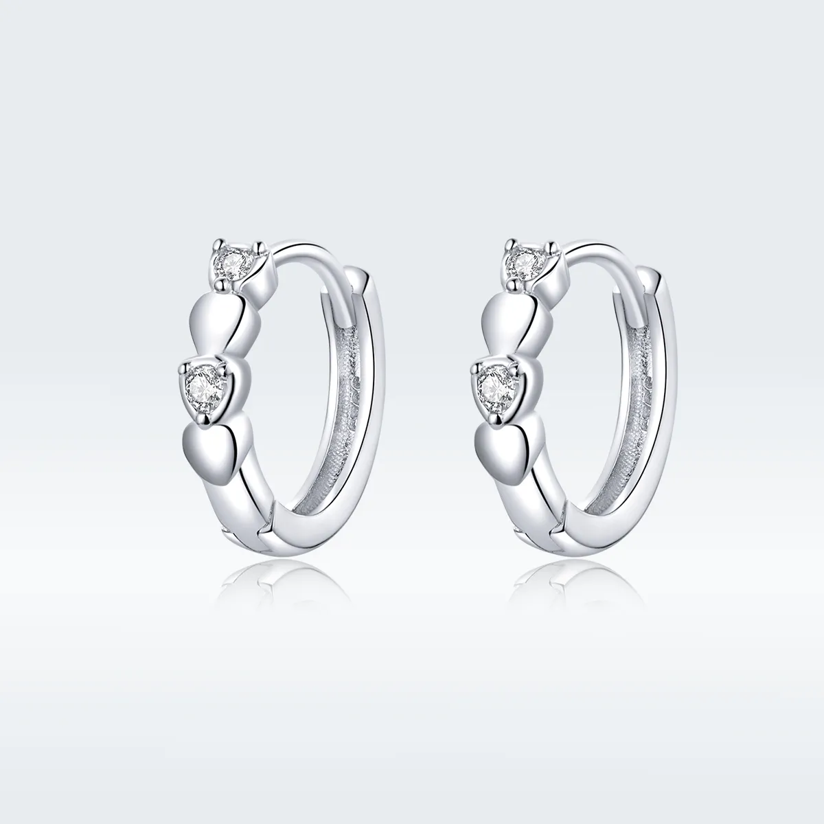 pandora style silver heart shape hoop earrings sce777