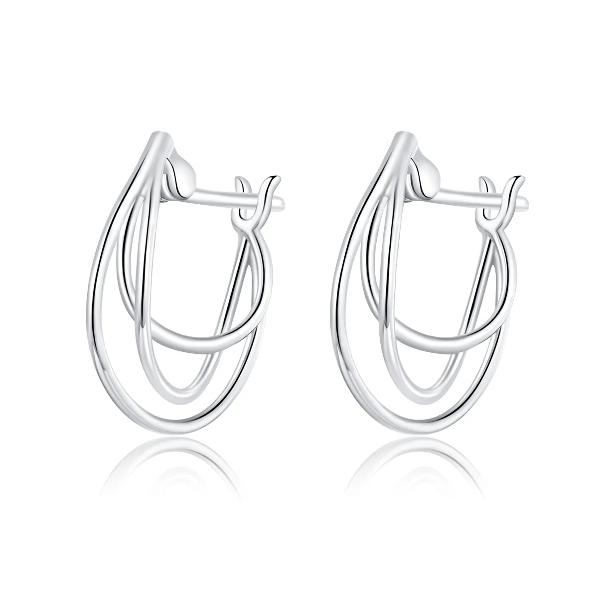 pandora style silver intertwined lines hoop earrings bse443