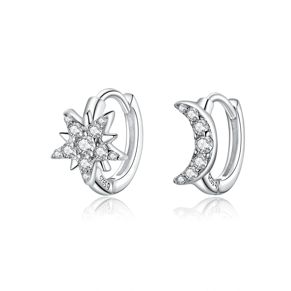 pandora style silver moon star hoop earrings bse289