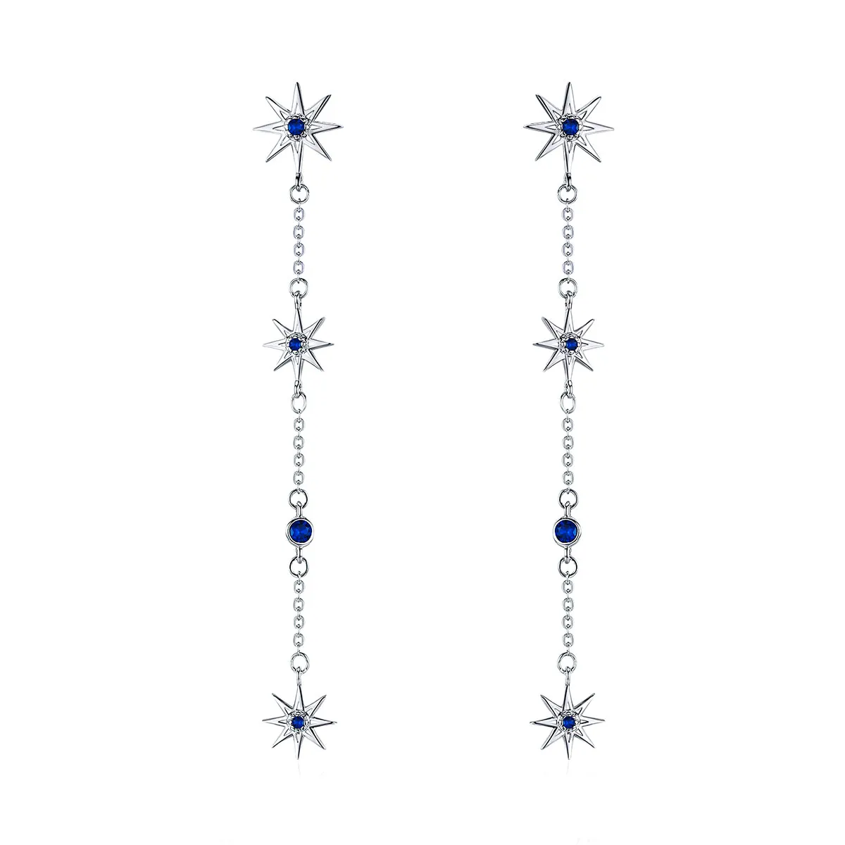 pandora style silver octagonal star dangle earrings bse060