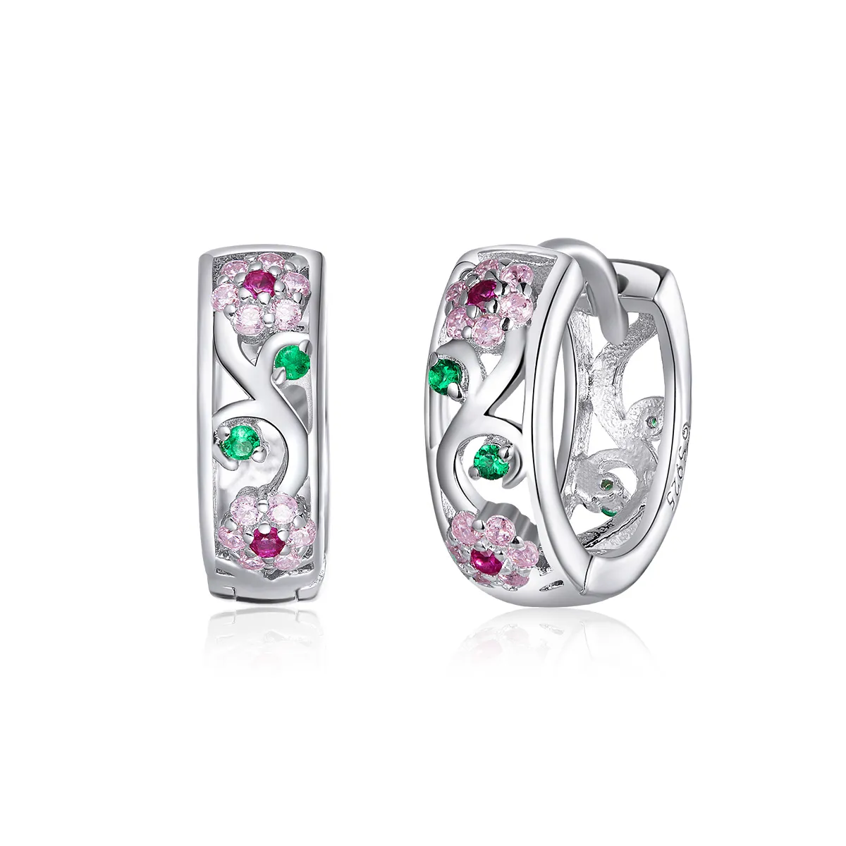 pandora style silver secret garden hoop earrings bse403