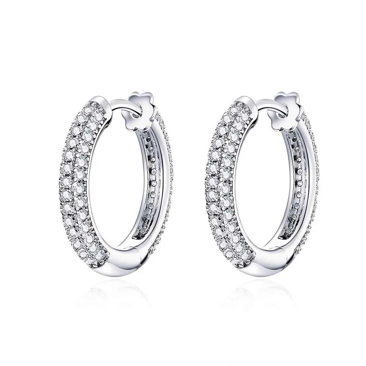 pandora style silver shining hoop earrings bse300