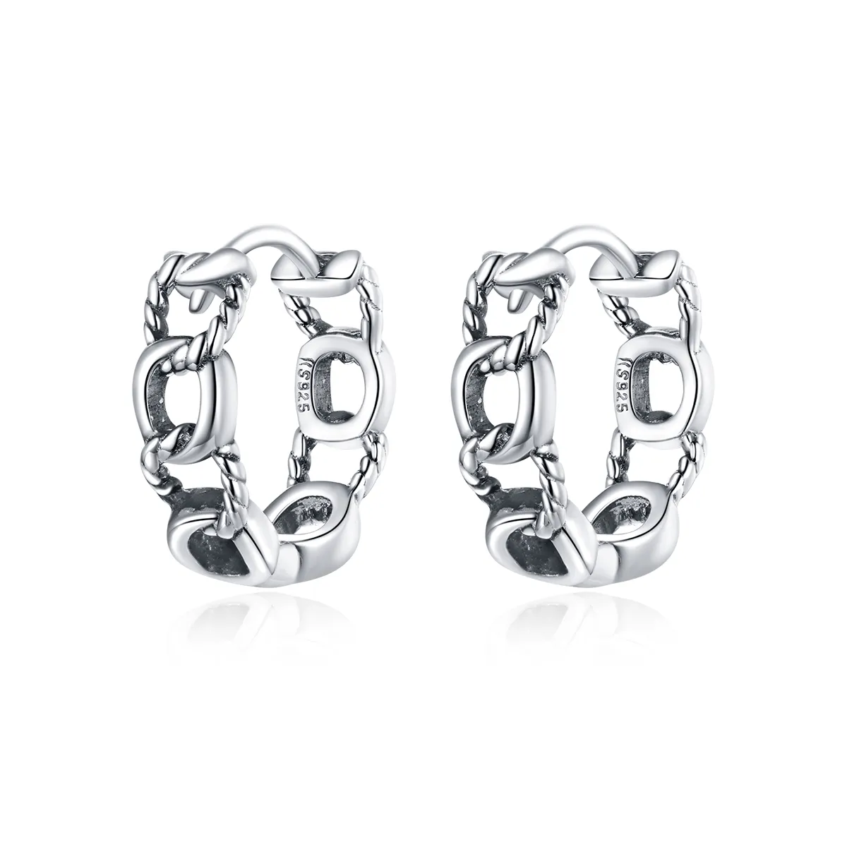pandora style silver simple chain hoop earrings sce960