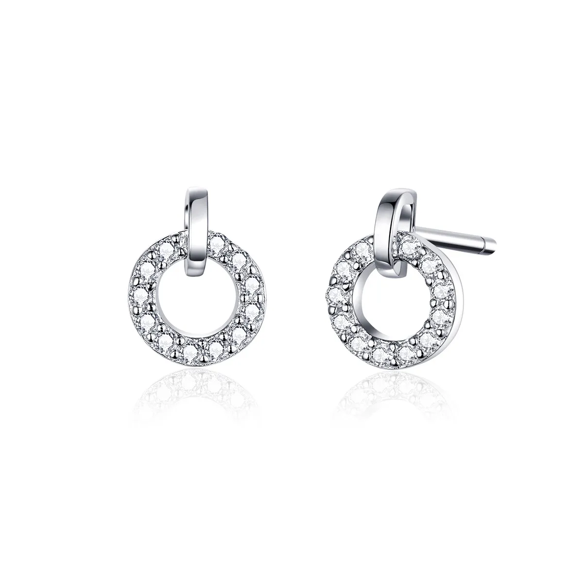 pandora style silver small circle stud earrings sce767