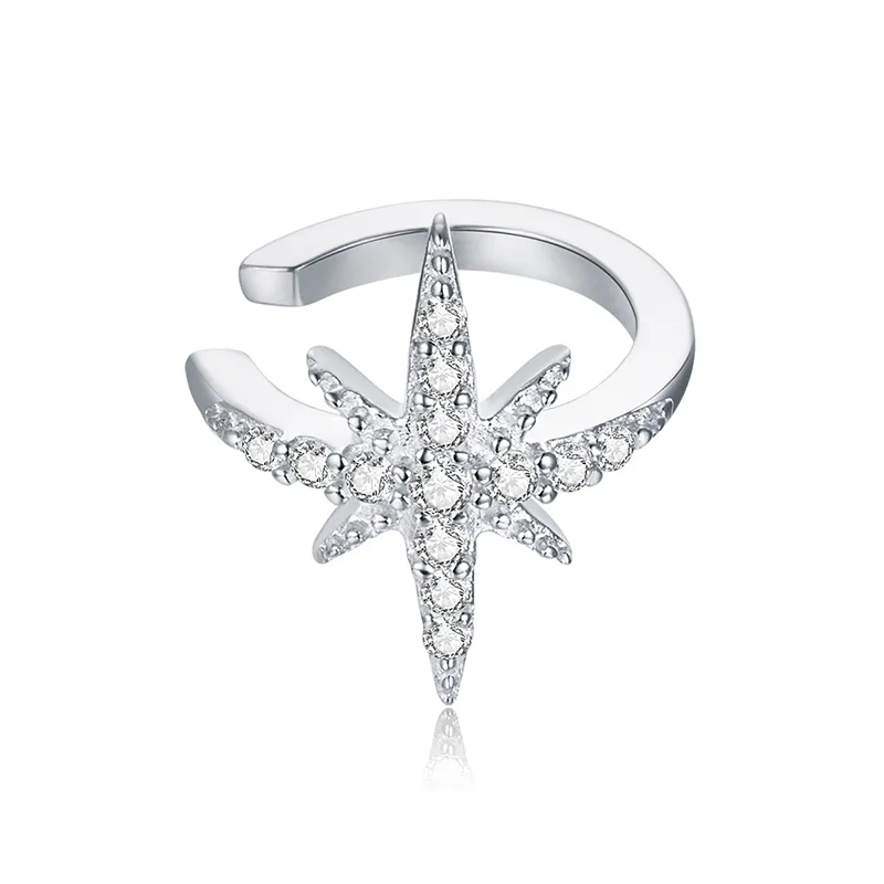 pandora style silver star ear clip sce999a