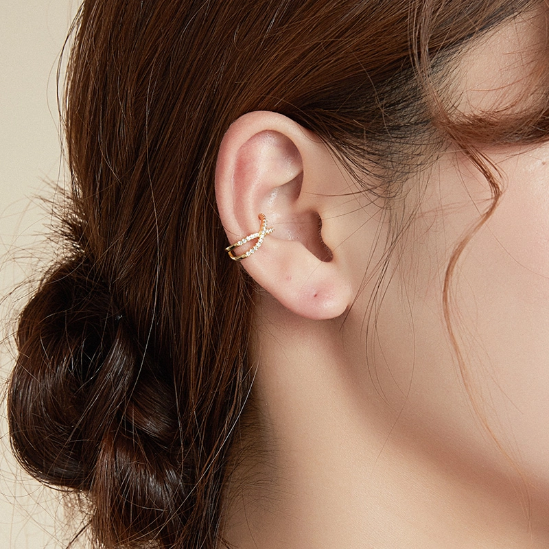 (image for) Pandora Style 18ct Gold Plated Cross Ear clip - SCE997-B - View 2