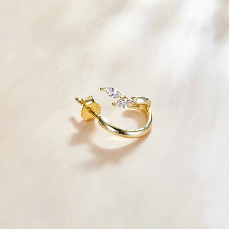 (image for) Pandora Style 18ct Gold Plated Diamond Hoop Earrings - SCE1080 - View 3