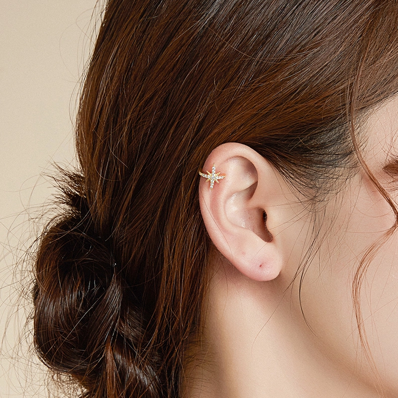 (image for) Pandora Style 18ct Gold Plated Polaris Ear clip - SCE999-B - View 2