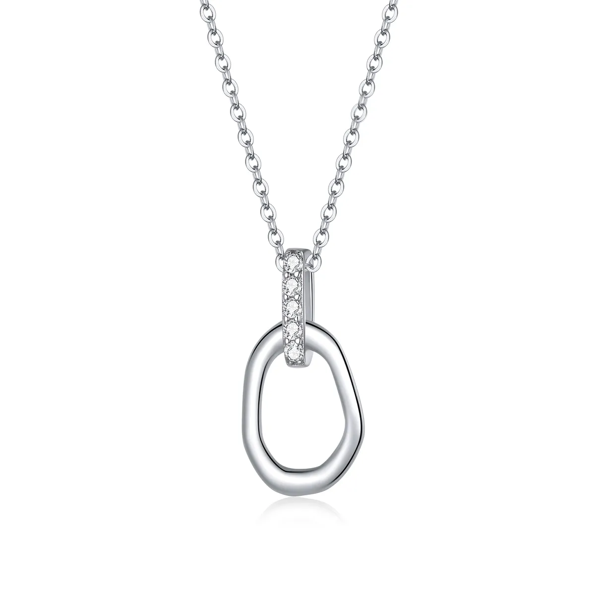 Pandora Style Silver Geometric Pendant Necklace - SCN440
