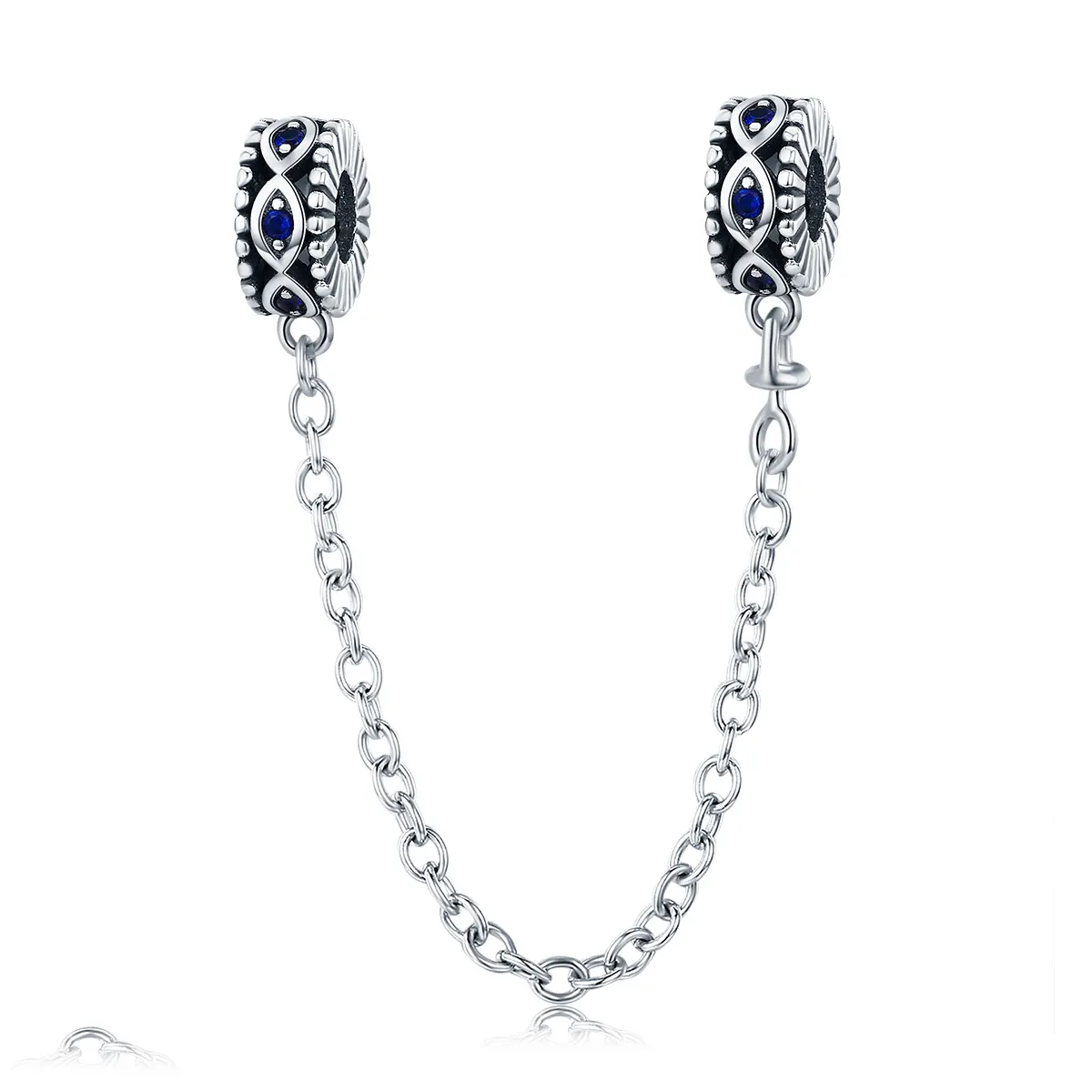 pandora style silver devils eye safety chain scc617
