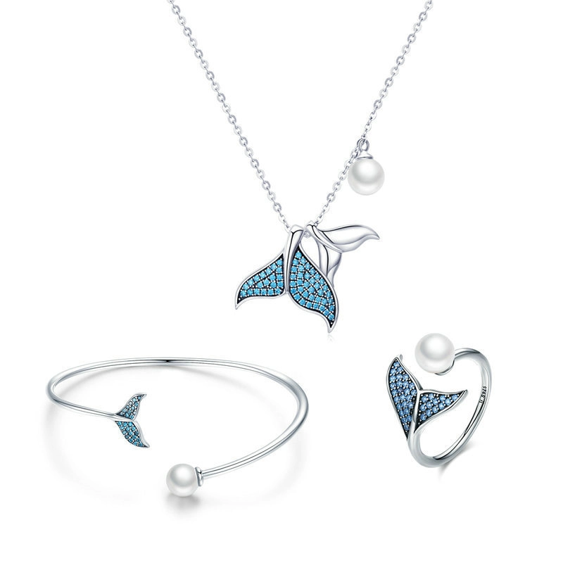 (image for) Pandora Style Blue Mermaid Jewelry Set - SET004 - Product Image