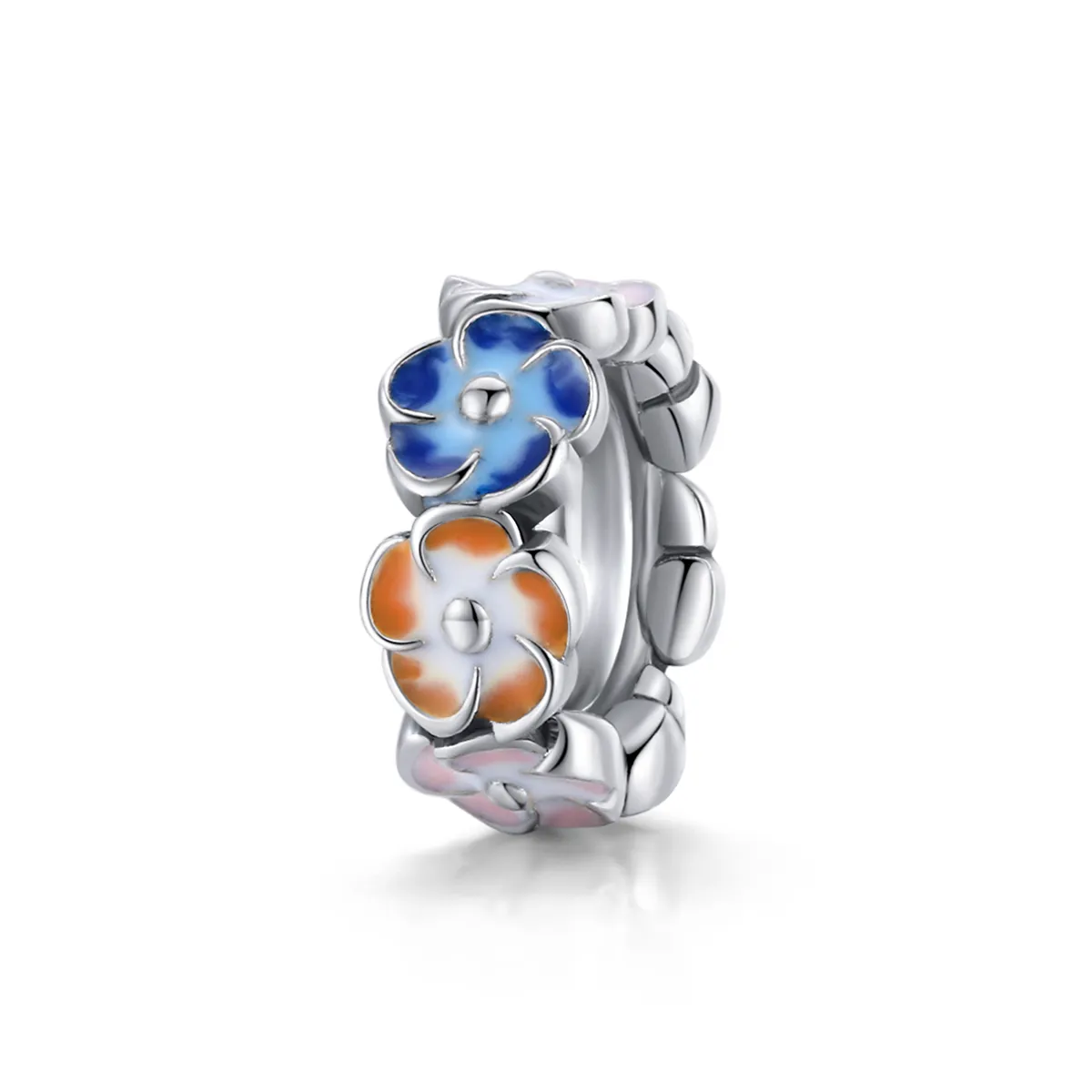 pandora style silver colorful hydrangea spacer charm scc1703