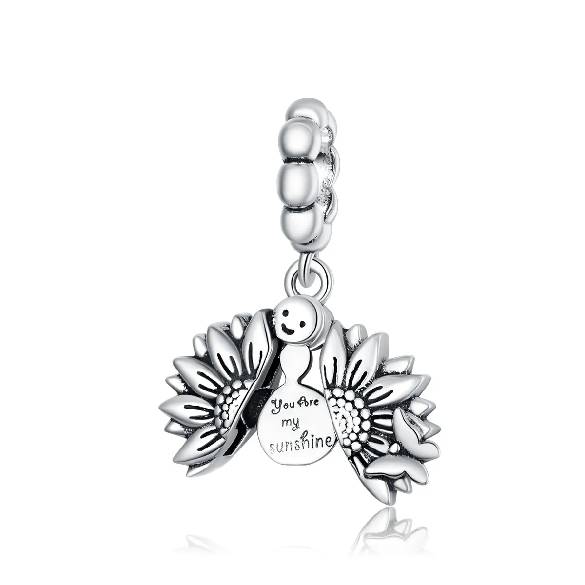 pandora style smiling sunflower dangle scc1661