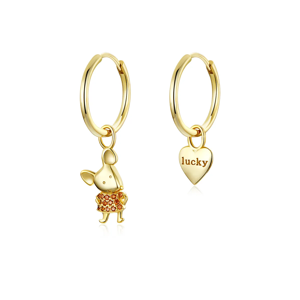 pandora style lucky rat and heart hoop earrings bse344l