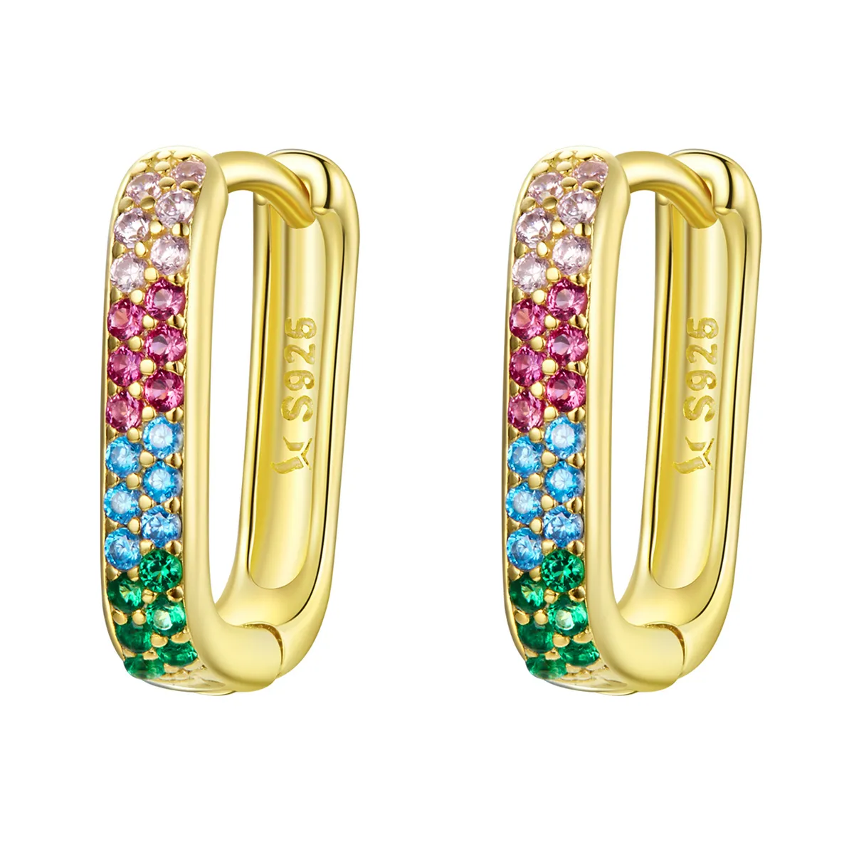 Pandora Style Square Hoop Earrings - SCE1218-CF