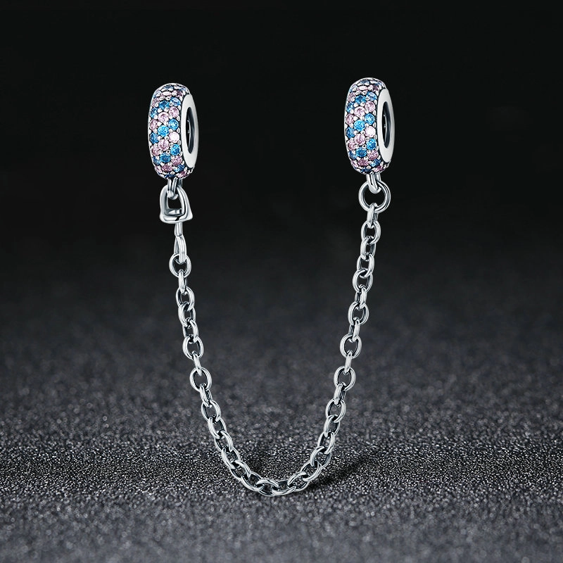 (image for) Pandora Style Pink Blue Miracle Safety Chain - SCC379 - View 3
