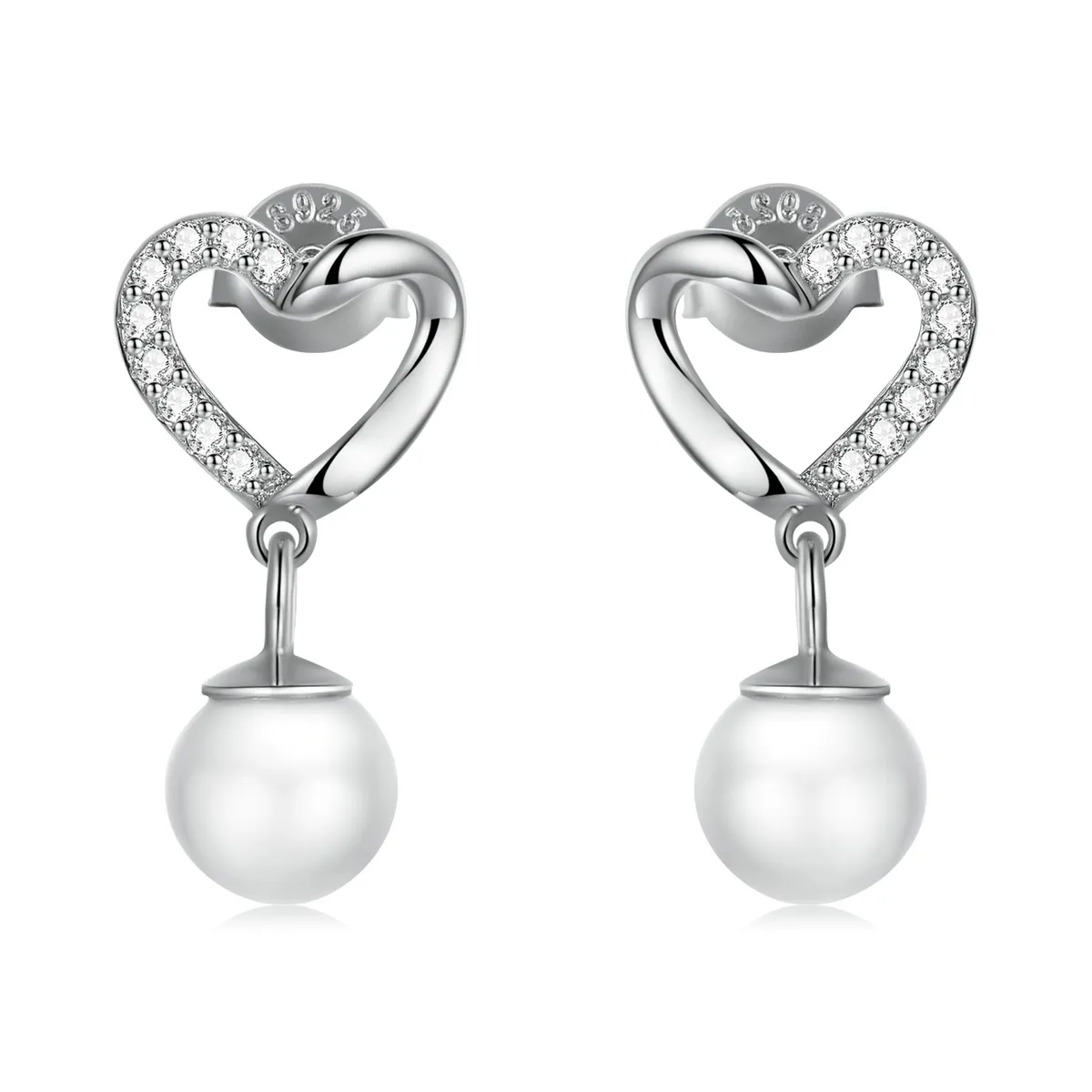 pandora style love shell beadselegant stud earrings bse552