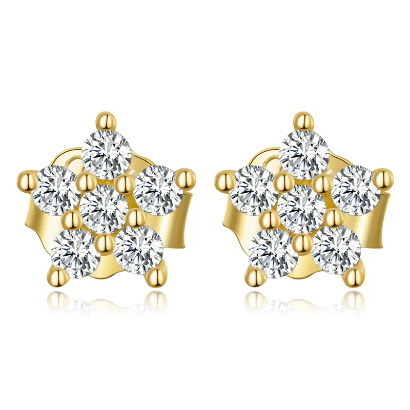 Pandora Style Mini Flower Stud Earrings - BSE598-B