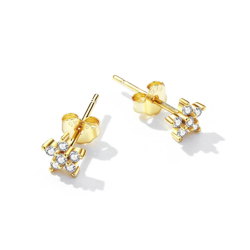 (image for) Pandora Style Mini Flower Stud Earrings - BSE598-B - View 2