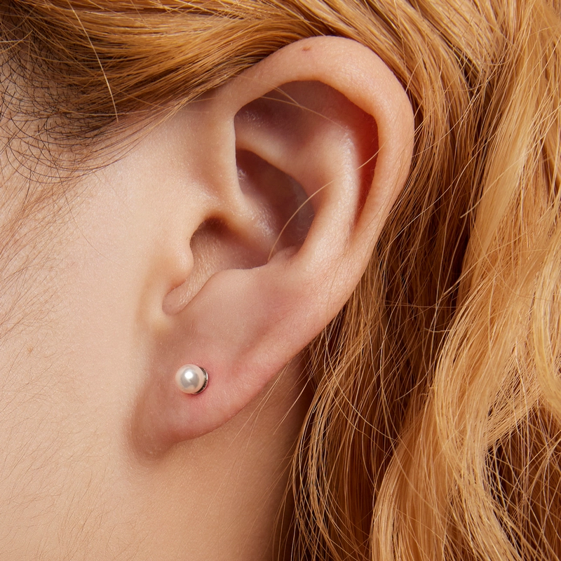 (image for) Pandora Style Pearl Stud Earrings - BSE630-AL - View 5