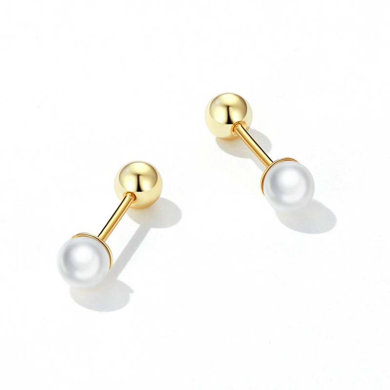 (image for) Pandora Style Pearl Stud Earrings - BSE630-BL - View 4
