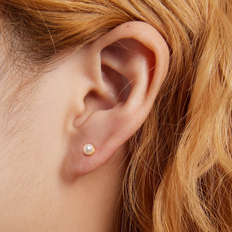 (image for) Pandora Style Pearl Stud Earrings - BSE630-BL - View 5