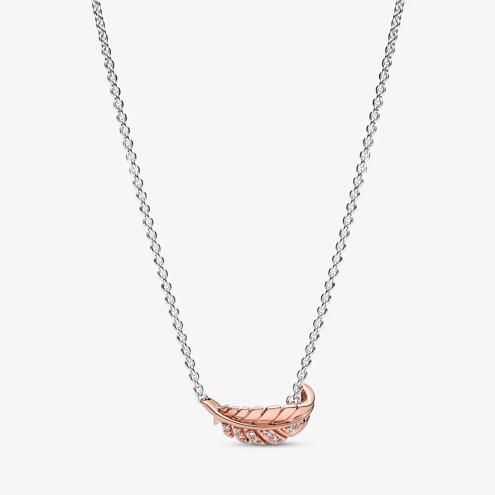pandora twotone floating curved feather collier necklace 382575c0145
