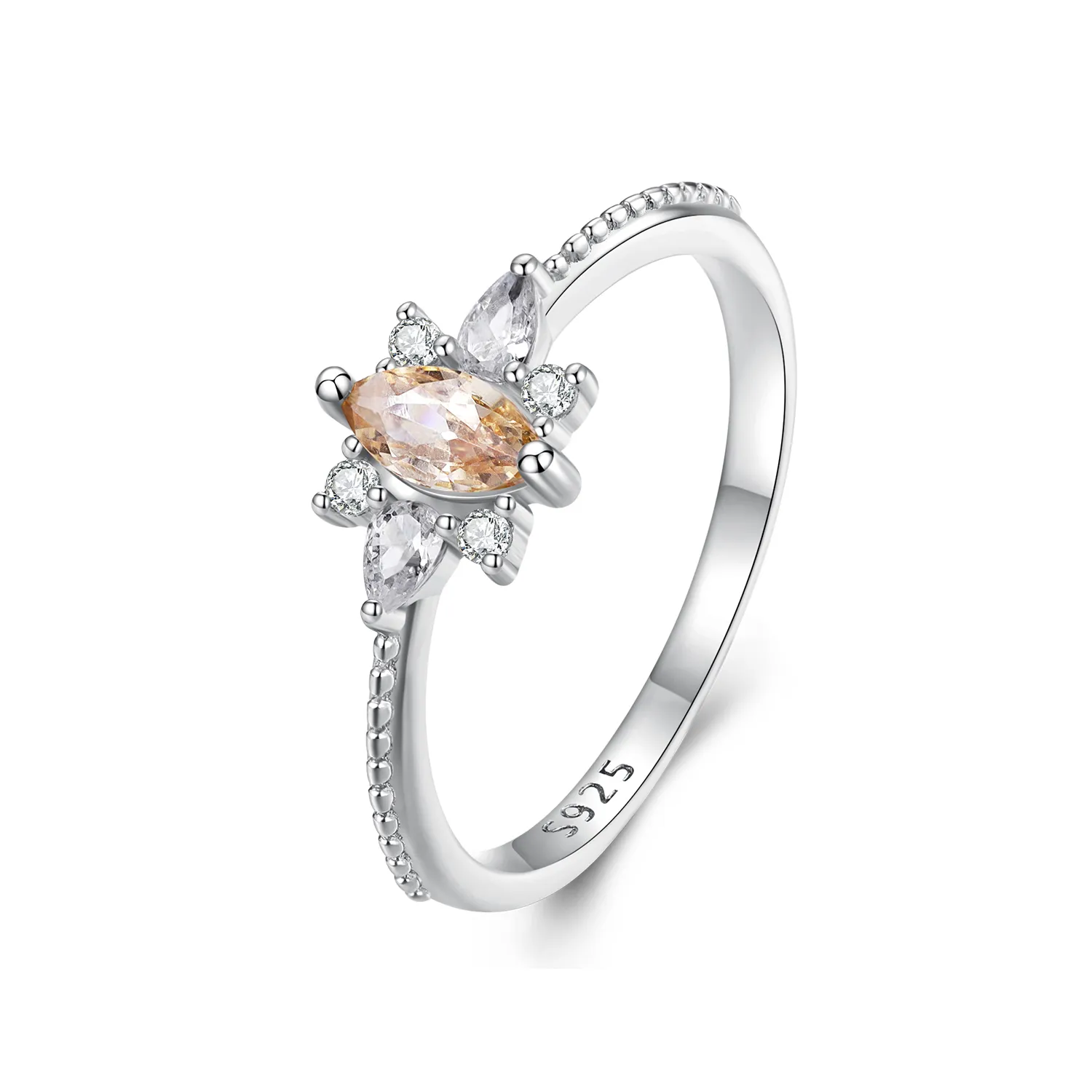 pandora style champagne center stone ring bsr437