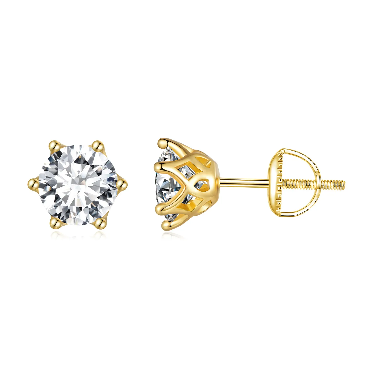 pandora style gold plated one carat sixclaw moissanite stud earrings mse004bl