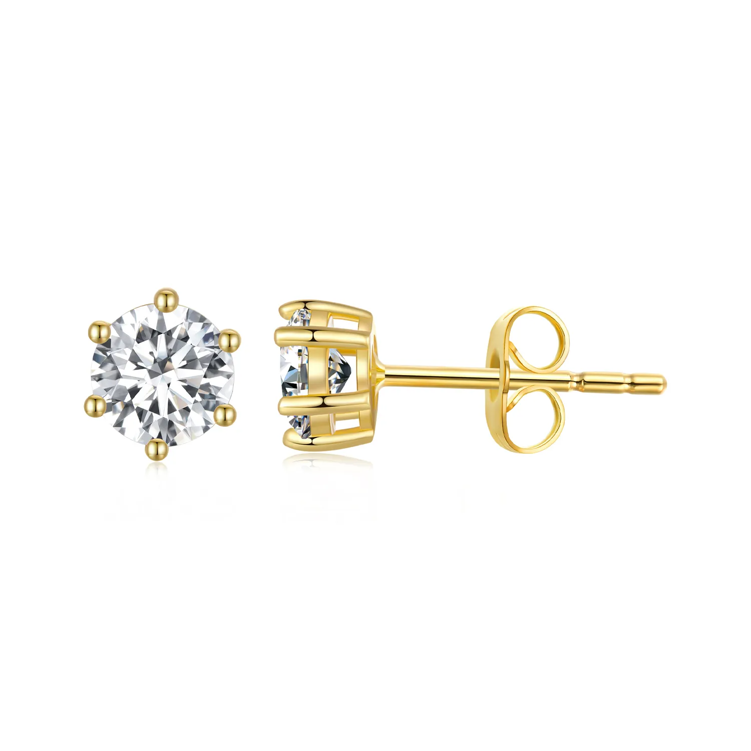 pandora style gold plated shiny zircon stud earrings bse6154b
