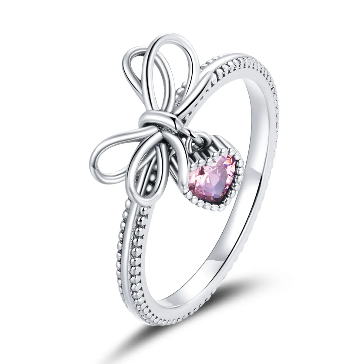 pandora style bow ring silver scr682