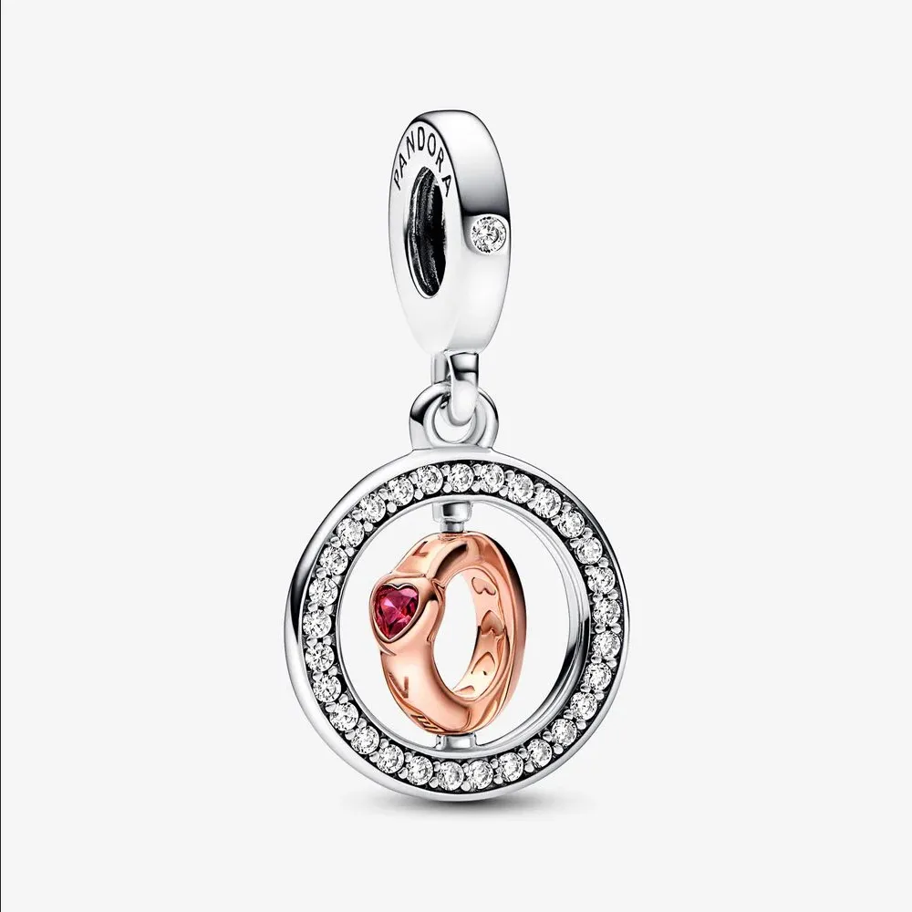 pandora love spinning sterling silver and 14k rose goldplated dangle 782600c01