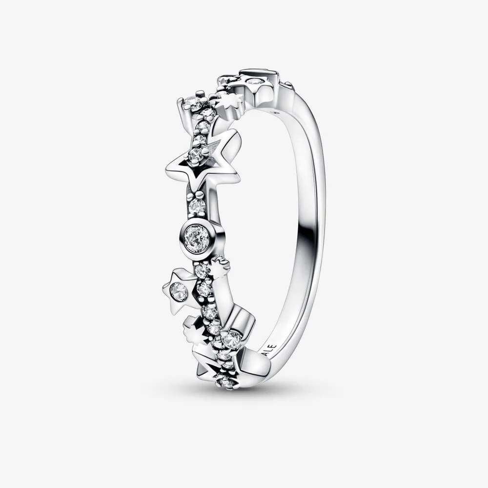 pandora milky way sterling silver ring with clear cubic zirconia 192586c01