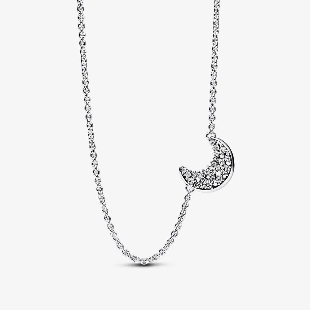 Pandora Moon sterling silver necklace with clear cubic zirconia - 392785C01
