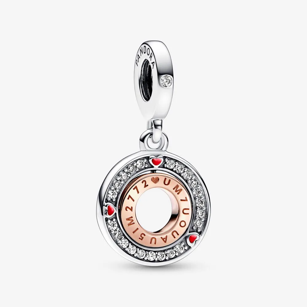 pandora msg rotating sterling silver and 14k rose goldplated dangle 782640c01