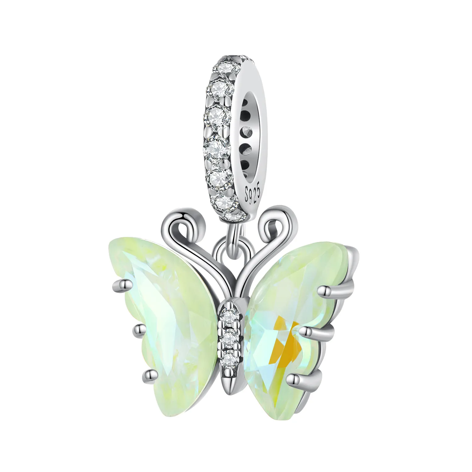 pandora style green aurora butterfly dangle scc2305gn