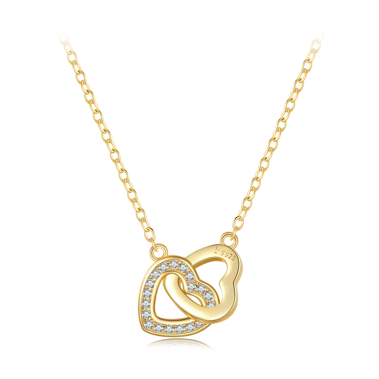 pandora style heart to heart925 silver necklace scn181b