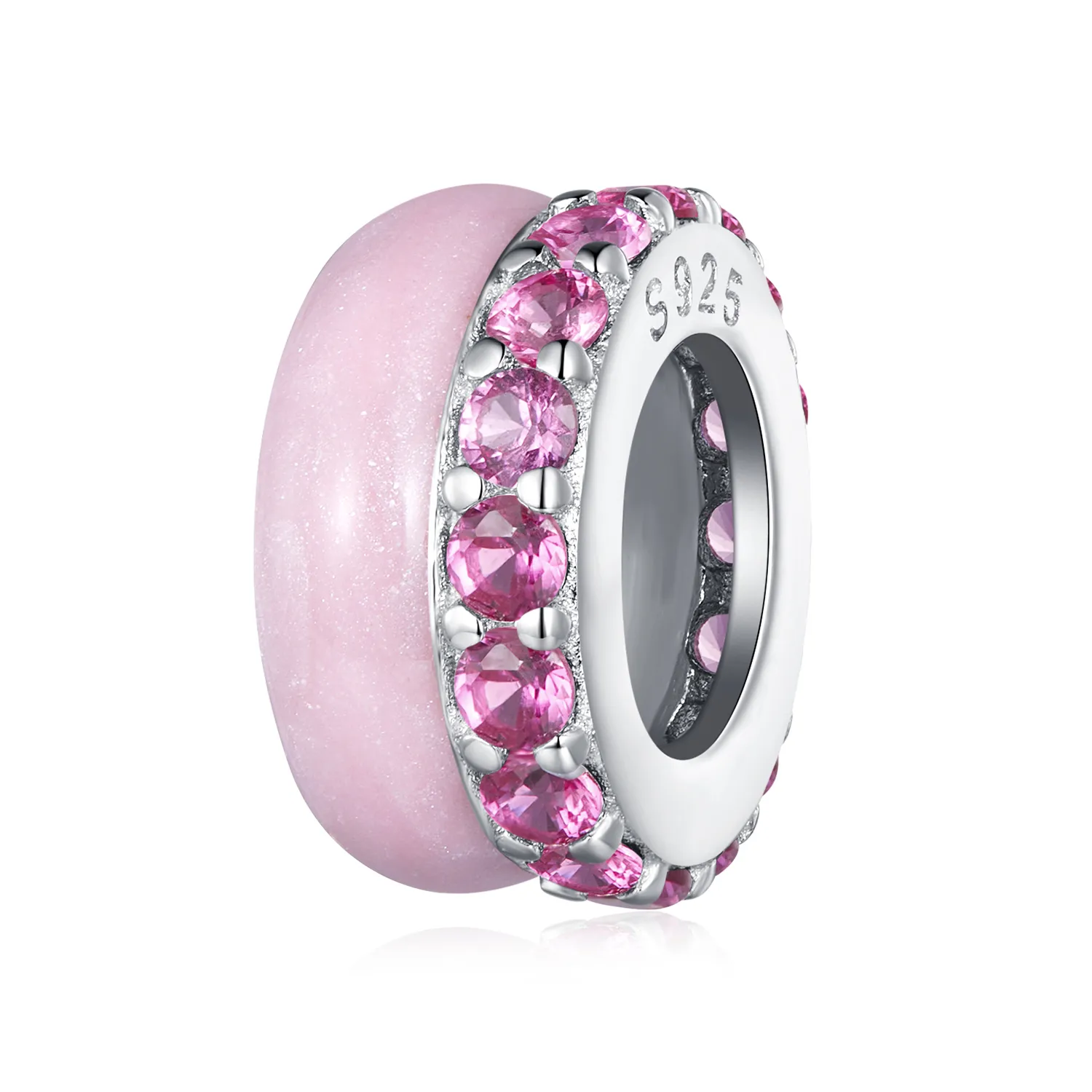 pandora style pink double layer silicone spacer bsc883pk
